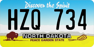 ND license plate HZQ734