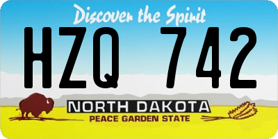 ND license plate HZQ742