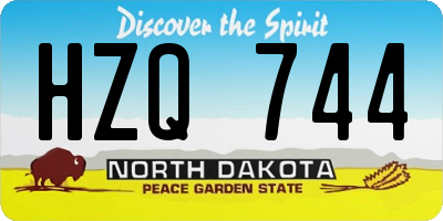 ND license plate HZQ744