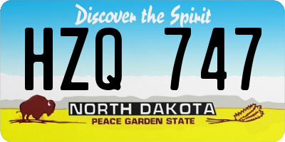 ND license plate HZQ747