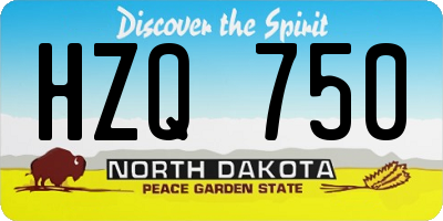 ND license plate HZQ750