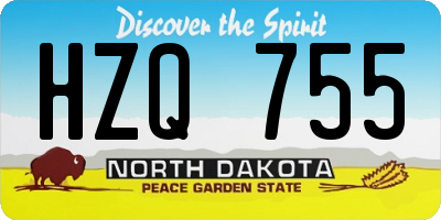 ND license plate HZQ755