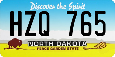 ND license plate HZQ765