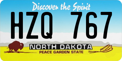 ND license plate HZQ767