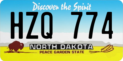 ND license plate HZQ774