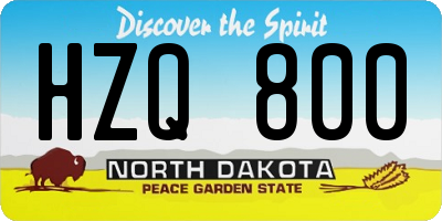 ND license plate HZQ800