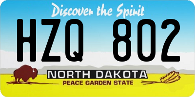 ND license plate HZQ802