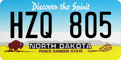ND license plate HZQ805