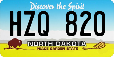 ND license plate HZQ820