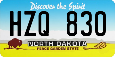 ND license plate HZQ830