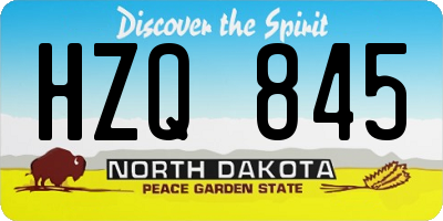 ND license plate HZQ845