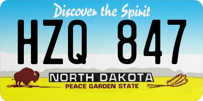 ND license plate HZQ847