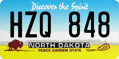 ND license plate HZQ848