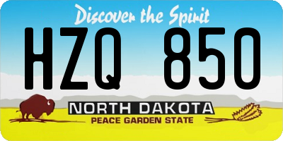 ND license plate HZQ850