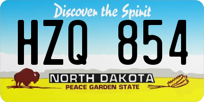 ND license plate HZQ854