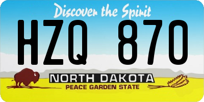 ND license plate HZQ870