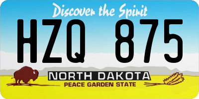 ND license plate HZQ875