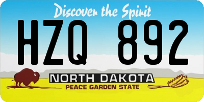 ND license plate HZQ892