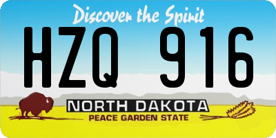 ND license plate HZQ916