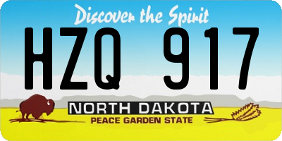 ND license plate HZQ917