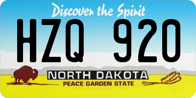 ND license plate HZQ920