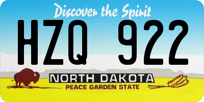 ND license plate HZQ922