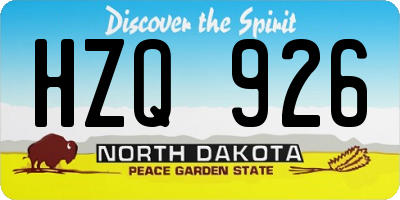 ND license plate HZQ926