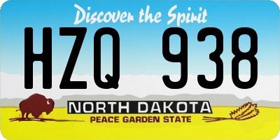 ND license plate HZQ938