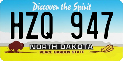 ND license plate HZQ947
