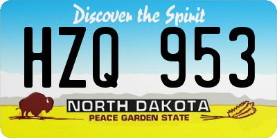 ND license plate HZQ953