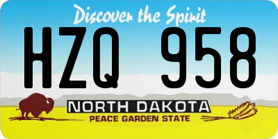 ND license plate HZQ958