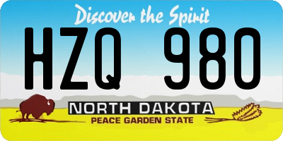 ND license plate HZQ980