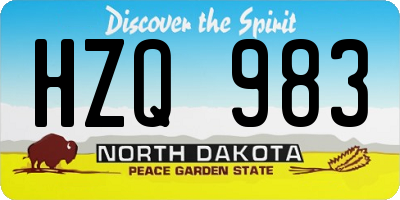 ND license plate HZQ983