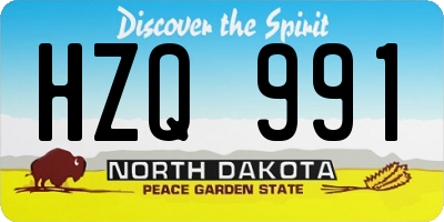 ND license plate HZQ991