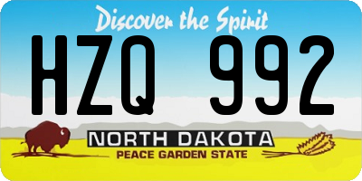 ND license plate HZQ992