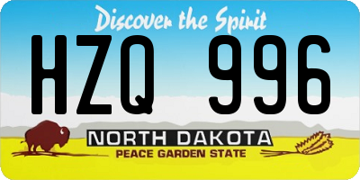 ND license plate HZQ996