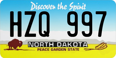 ND license plate HZQ997