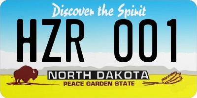 ND license plate HZR001