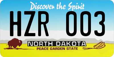 ND license plate HZR003