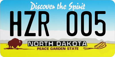 ND license plate HZR005