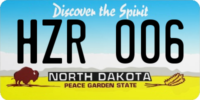 ND license plate HZR006