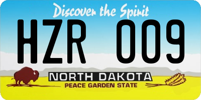 ND license plate HZR009