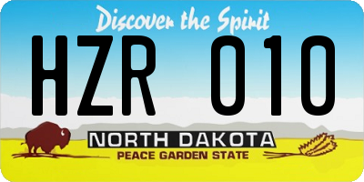 ND license plate HZR010