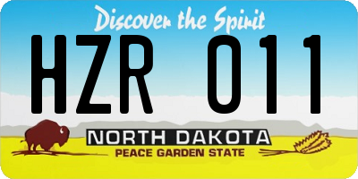 ND license plate HZR011