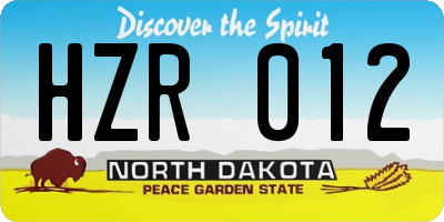 ND license plate HZR012