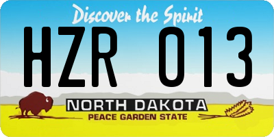 ND license plate HZR013