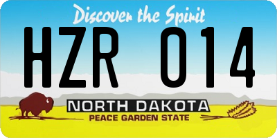 ND license plate HZR014