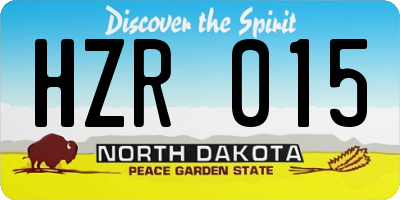 ND license plate HZR015
