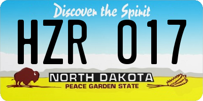 ND license plate HZR017