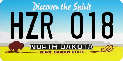 ND license plate HZR018
